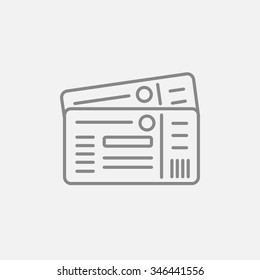 Icono de línea de entradas para web, móvil e infografía. Icono vector de gris oscuro aislado en fondo gris claro.