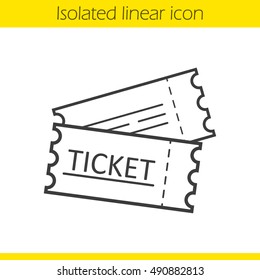 Tickets linear icon. Thin line illustration. Cinema, flight or sport event tickets. Contour symbol. Vector isolated outline drawing