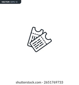 Tickets, linear style sign for mobile concept and web design. Symbol, logo illustration. Pixel perfect vector graphics