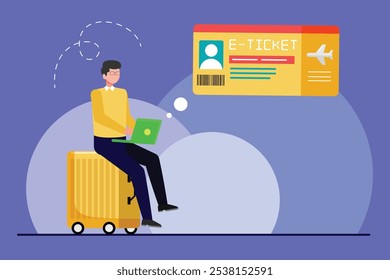 Concepto de entradas en línea. Ilustración vectorial plana de color aislada.