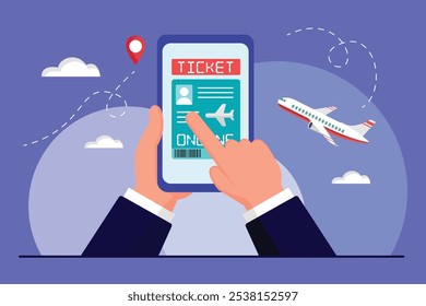 Tickets online concept. Colored flat vector illustration isolated.