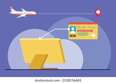 Concepto de entradas en línea. Ilustración vectorial plana de color aislada.
