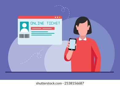 Tickets online concept. Colored flat vector illustration isolated.