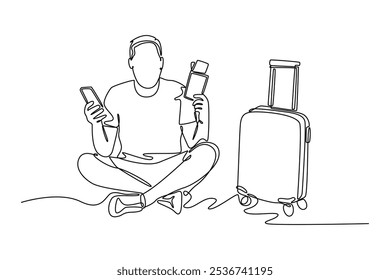 Conceito de ingressos online. Ilustração gráfica vetorial de design de desenho de linha única.