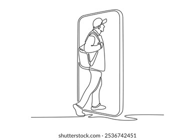 Tickets online concept. Single line draw design vector graphic illustration.