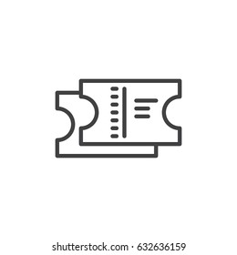 Tickets outline icon, line vector sign, linear style pictogram isolated on white. Symbol, logo illustration. Editable stroke. Pixel perfect