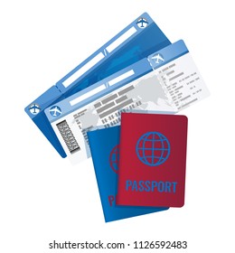 Tickets and passport for travelling abroad vector illustration