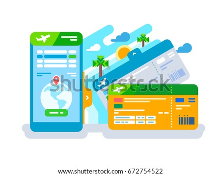Tickets for the plane on a smartphone