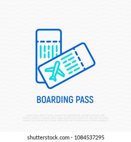 Tickets for plane thin line icon. Boarding pass. Vector illustration of travel symbol.