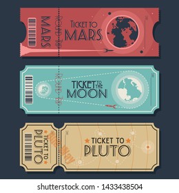 Tickets to Planets Mars, Pluto, Moon