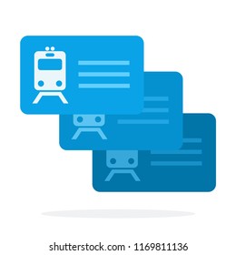 Tickets for railway modes of transport vector flat material design isolated on white