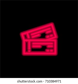 Tickets red glowing neon ui ux icon. Glowing sign logo vector