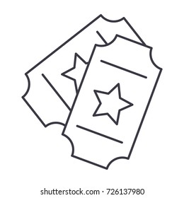 tickets, show vector line icon, sign, illustration on background, editable strokes