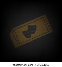Tickets to theater sign. Icon as grid of small orange light bulb in darkness. Illustration.
