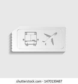 Tickets to transport sign. Paper style icon. Illustration.