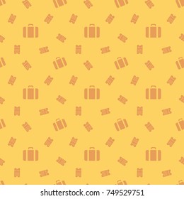 Tickets And Travel Bag Symbols Seamless Pattern Background