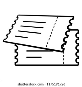 Tickets. Vector flat outline icon illustration isolated on white background.