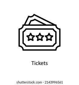 Tickets vector outline icon for web isolated on white background EPS 10 file