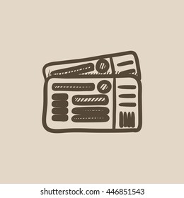 Tickets vector sketch icon isolated on background. Hand drawn Tickets icon. Tickets sketch icon for infographic, website or app.