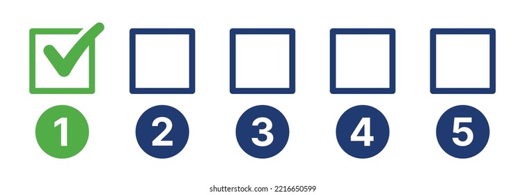 Ticking check mark on checkbox of number 1 vector illustration. Choice, selection and decision symbol.