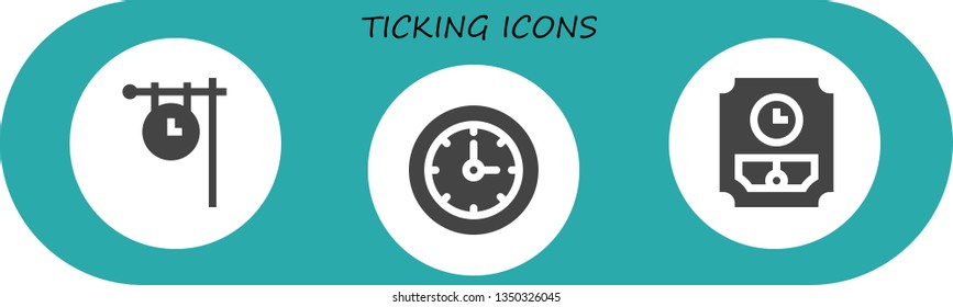 ticking icon set. 3 filled ticking icons.  Collection Of - Clock, Clocks, Wall clock