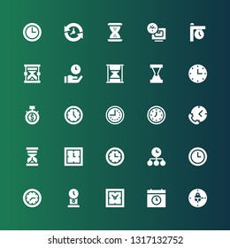 ticking icon set. Collection of 25 filled ticking icons included Clock, Time, Clocks, Wall clock, Hourglass