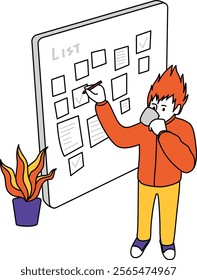 Is ticking off the to-do list flat illustration vector landing page