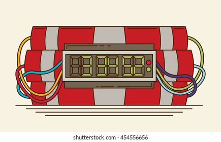 Ticking Time Bomb. Flat Vector.