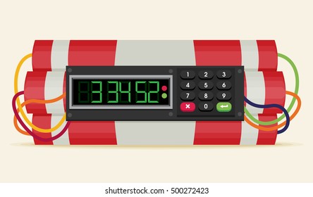Ticking time bomb flat vector.