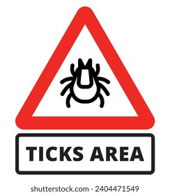 Ticks area red Warning sign Beware of Ticks!