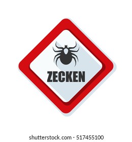 Ticks danger sign (Non-English text - Ticks)
