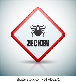 Ticks danger sign (Non-English text - Ticks)