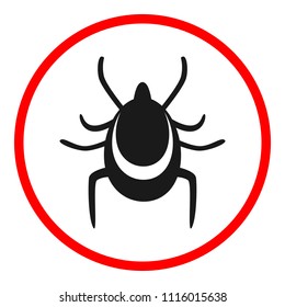 TICKS DANGER sign. Round. Vector.