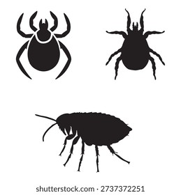 Ticks, Fleas and mites vector illustration