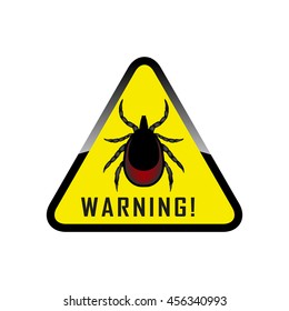 Ticks stop sign. Mite warning sign. Encephalitis parasite icon. Vector illustration of tick warning sign on yelow background. Beetle tick danger crossed sign vector flat icon. Tick mite bug sign.