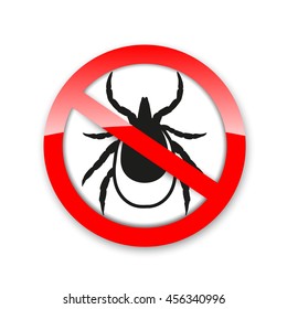 Ticks stop sign. Mite warning sign. Encephalitis parasite icon. Vector illustration of tick warning sign. Beetle tick danger crossed sign vector flat icon. Tick mite bug Attention sign.