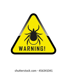 Ticks stop sign. Mite warning sign. Encephalitis parasite icon. Vector illustration of tick warning sign on yelow background. Beetle tick danger crossed sign vector flat icon. Tick mite bug sign. 