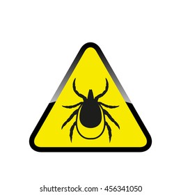 Ticks stop sign. Mite warning sign. Encephalitis parasite icon. Vector illustration of tick warning sign on yelow background. Beetle tick danger crossed sign vector flat icon. Tick mite bug sign.