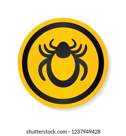 Ticks warning mite bug sign. Encephalitis parasite icon. Beetle tick danger crossed sign vector flat icon. Tick mite bug Attention symbol. Forbidden sign