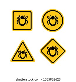 Ticks Warning Mite Bug Sign. Encephalitis Parasite Icon. Beetle Tick Danger Crossed Sign Vector Flat Icon. Tick Mite Bug Attention Symbol. Forbidden Sign