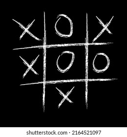Tic-tac-toe is a children's logic game between two opponents on a square field of 3 by 3 cells or larger. Drawn in chalk on a black board