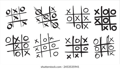 Tic-tac-toe Wettbewerb, grungy Pinsel Illustration.