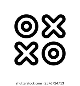 Tic-tac-toe. Editable stroke vector icon.