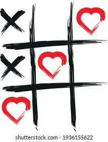 Tic-tac-toe game. Background for the symbol of love.