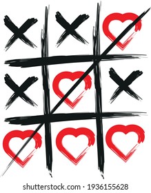 Tic-tac-toe game. Background for the symbol of love.