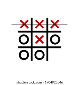 Tic-tac-toe game, competition, business, strategy. Vector illustration of design concept.