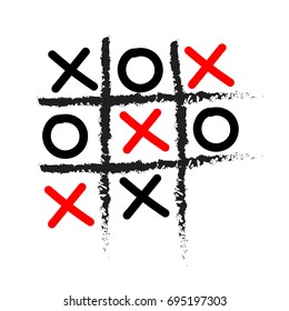 Tic-tac-toe game, hand drawn vector illustration.