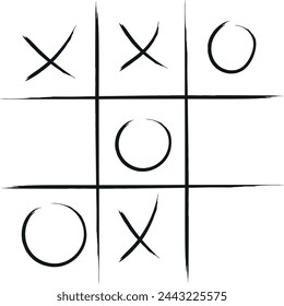 Tic-tac-toe game with O winning, drawn on a grid.