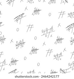 tic-tac-toe patrón de juego dibujado a mano sobre un fondo blanco