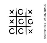 Tic-Tac-Toe game. Vector illustration. Hand drawn tic tac toe game logosymbol.